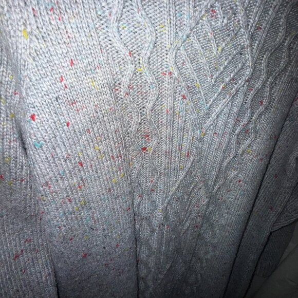 Talbots Cable Knit Gray Sweater Dress With Multi-Colored Speckles All Over Sz M - Picture 12 of 15